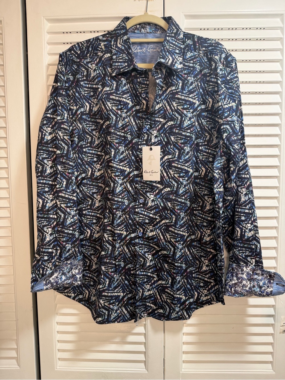 Robert Graham Morais Navy Multi-Print Classic Fit Long Sleeve Button-Up Shirt